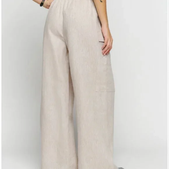 REFORMATION Ethan Linen Pant (OATMEAL) XS - Picture 2 of 4